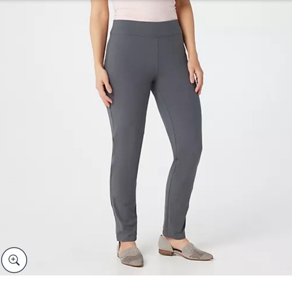 Susan Graver Petite Stretch Pull On Grey Pants - Picture 1 of 6